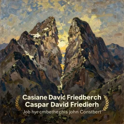 a gigantic mountain split in two, realistic oil on canvas, by caspar david friedrich, john constable, beautiful lighting, acclaimed award - winning art