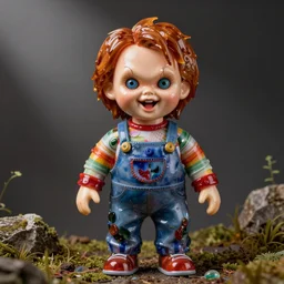 screaming chucky doll made of out chihuly glass octane render