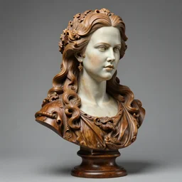 high intricate bust of an nicole kidman [ 1 9 9 5 ] carved from wood in baroque style, studio light, maria panfilova, andrea savchenko, mike kime, ludovic plouffe, qi sheng luo, oliver cook, trending on artstation