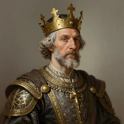 portrait of a medieval old king, intricate, elegant, highly detailed, digital painting, artstation, concept art, matte, sharp focus, illustration, art by artgerm and greg rutkowski and alphonse mucha