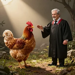 a chicken dressed as a judge sentences the colonel from kfc to death