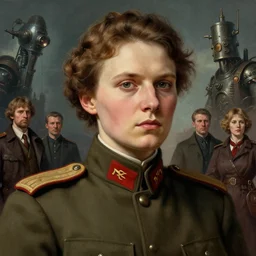 portrait young soviet revolutionary leader nadezhda konstantinovna krupskaya, colourised, face portrait, epic, tragic, military art, fantasy, dieselpunk, hd shot, digital portrait, beautiful, artstation, comic style, by artgerm, guy denning, jakub rozalski, magali villeneuve and charlie bowater