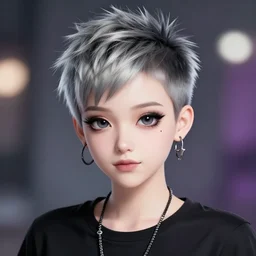 portrait of a cute pixie hoyden, punk, goth emo. len blur background bokeh. art by ismail inceoglu and filip hodas. clouds by rhads.