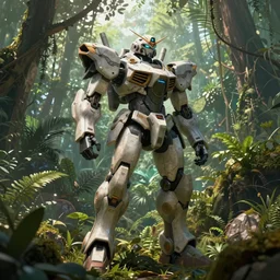 an intricate concept illustration of a mecha pilot standing in the middle of a jungle, artstation, art by tony sart,