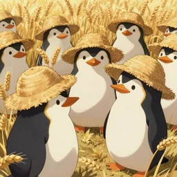 wholesome animation key shot, straw - hat penguins in a dense wheat field, studio ghibli, pixar and disney animation, sharp, disney concept art watercolor illustration by mandy jurgens and alphonse mucha and alena aenami, pastel color palette, dramatic lighting