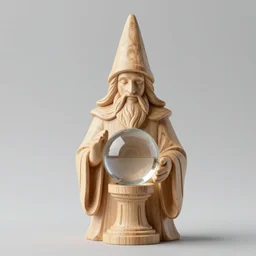 wizard statue out of wood, holding crystal ball, architecture, made out of wood, high details, lineart, by vincent di fate, inking, 3 color screen print, masterpiece, trending on artstation, sharp, high contrast, hyper - detailed, photo realism, hd, 4 k, 8 k