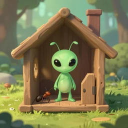 little alien inside a ant house