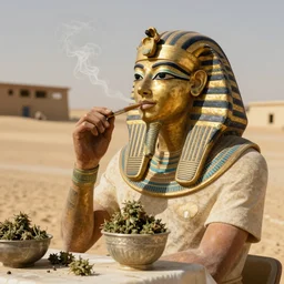 ehgyptian mau smoking weed