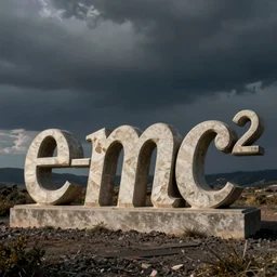 a sculpture of e=mc2