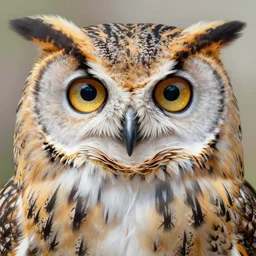 realistic portrait beautiful painting of owl, triple eye pupil. fine art, trending on artstation, smooth draw, sharp focus, digital art, bright colors, fine draw, perfect lighting, high render, high resolution.