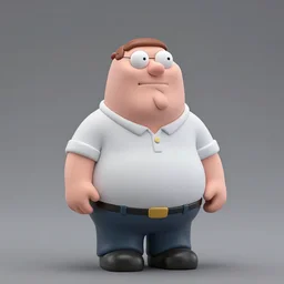 accurate detail ( family guy styled ) peter griffin!!! nendoroid!!! figurine!!!, studio lighting, grey background, no shadow, trending on artstation, 8 k, highly detailed!!!