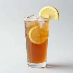 award winning photo of a glass of iced tea, with slice of lemon, on a table, sun shining in, condensation on glass, refraction