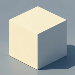 3 dimensional solid large geometric of solid oil paint, with strong top right lighting creating shadows, colours cream naples yellow and blue - grey