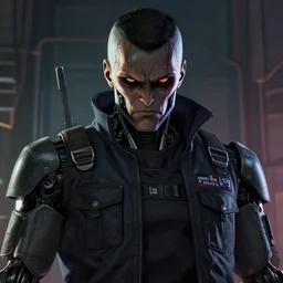 close - up portrait of an evil intimidating cyberpunk prison guard guard robot, dark fantasy art, gta 5 cover, official fanart behance hd artstation by jesper ejsing, by rhads, makoto shinkai and lois van baarle, ilya kuvshinov, ossdraws