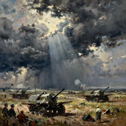 invasion of normandy, painting in the style of zdzislaw beksinski