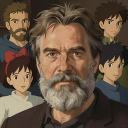 | francois cluzet | with a grey beard, art by studio ghibli and j. c. leyendecker and greg rutkowski and artgerm and aenaluck, portrait, highly detailed, digital painting, headshot, trending on artstation, concept art, sharp focus, illustration