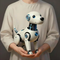 a robot dog, in god's arms ， virtual engine engine, cyberpunk style ， hyperrealistic, by beeple, greg rutkowski, caspar david friedrich, smooth, illustration, elegant, artstation, digital painting.