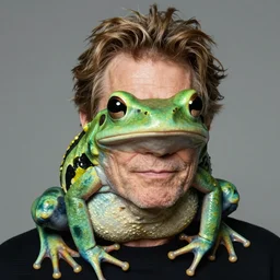 a close - up portrait photo of willem dafoe cosplaying as a poison frog by erwin olaf