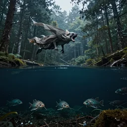 the howling wind through the dense forest carrying the salty atmosphere from the darkest black hole lake ; only of three of such rarest beautiful underwater sea creatures lived. the wise talkers of the high council knew of their true secret names. at this moment, the lake was completely still. ultrarealistic 1 5 0 mpx