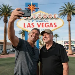 Mr Robert House taking a selfie on the Las Vegas Strip, realistic photograph, 8k,