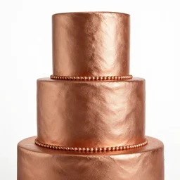 rose gold wedding cake, high detail macro photography, isolated on a pure white background, centered, entire object in frame, sharp focus, soft studio lighting