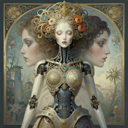 symmetry!! portrait of a phroanic robot, midsommar style, intricate, elegant, highly detailed, digital painting, artstation, concept art, smooth, sharp focus, illustration, art by artgerm and greg rutkowski and alphonse mucha, 8 k