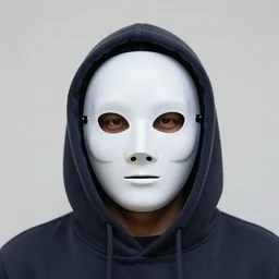 real portrait of mcs, wear hoodie and wear 👺 mask, photorealistic, - i
