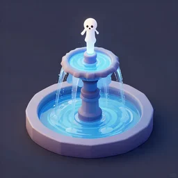 isometric spooky water fountain asset, 3 d render, in the style of yoworld, vmk myvmk, artstation, by miha rinne