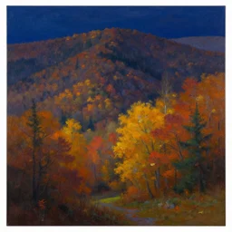 painting of autumn landscape during night, non symmetrical, award winning painting, beautiful, breathtaking, stunning scenery, trending on artstation, masterpiece