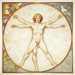 The Vitruvian Man revisited by Alphonse Mucha