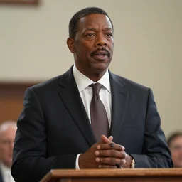 a cinematic still of Samuel L. Jackson preaching at a Baptist Church in Rural Tennessee, portrait, shallow depth of field, close up