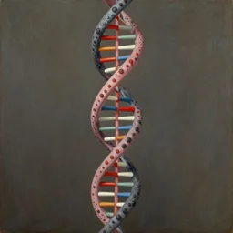 dna double helix, highly detailed, ultra realistic painting by leonardo da vinci, oil on canvas