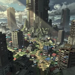 dystopian city neighborhood slums by Katsuhiro Otomo