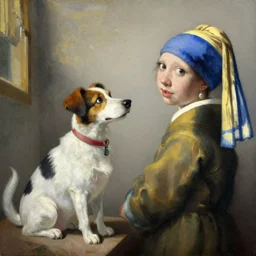 dog by moebius and atey ghailan by james gurney by vermeer by George Stubbs in the of style anime by Lim Heng Swee oil on canvas