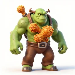 a photo of a displacement man morphed with ork, normal map, fried chicken merging with fried food, bump map, morphing fried food merging skin fried, crispy fried chicken