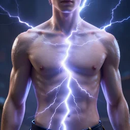 of genie, micro detailed, upper torso, lightning behind, lighting from the front, ultra - realistic