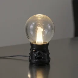 a dark and twisted caricature of empathy in the form of a deranged lavalamp, product photo, realistic, clean surfaces, refraction, polished steel table surface. lamp on a reflective metal table