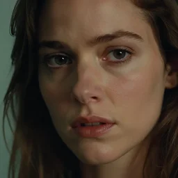 imax film still of closeup face of anne gyllenhaal's face from the dark knight trilogy
