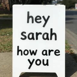 a sign saying'hey sarah how are you'