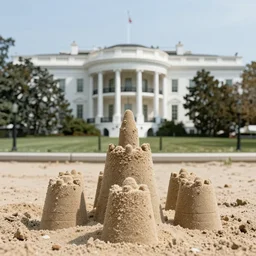 the White House as a sand castle