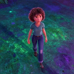 mover who walks chlorastrolite,in the style of Eva Widermann and Wojciech Siudmak,trending on artstation, multicolored lighting camera view from above,positivism ,Pixar ,Stranger Things ,Pan’s Labyrinth ,camcorder effect ,