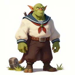 character art for a orc clerc with a sailor outfit, concept character trending on artstation