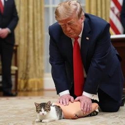 donald trump giving cpr to a kitten