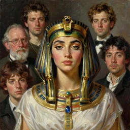 hyper realistic painting portrait of cleopatra by stjepan sejic, norman rockwell, michael hussar, roberto ferri and ruan jia, john william waterhouse, godward, david kassan