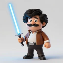 full figure one Bob Ross holding a lightsaber, centered, trending on artstation