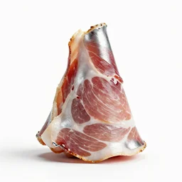 silver prosciutto, clean 3d render, octane render, isolated on a pure white background, centered, entire object in frame, sharp focus, soft studio lighting