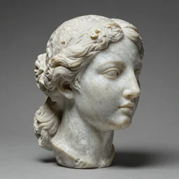 “ an intricate and extremely detailed sculpture of a female head made of abelsonite ”