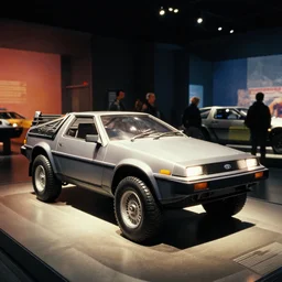 cyberpunk 1 9 0 8 model ford t by paul lehr, museum exhibit, museum lighting, 9 0 s film photo