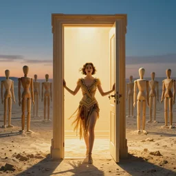 the doors playing a show at burning man with the wooden figures in the background