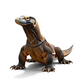 fluffy komodo dragon, high detail photograph, full body, isolated on a pure white background, centered, entire subject in frame, sharp focus, soft studio lighting